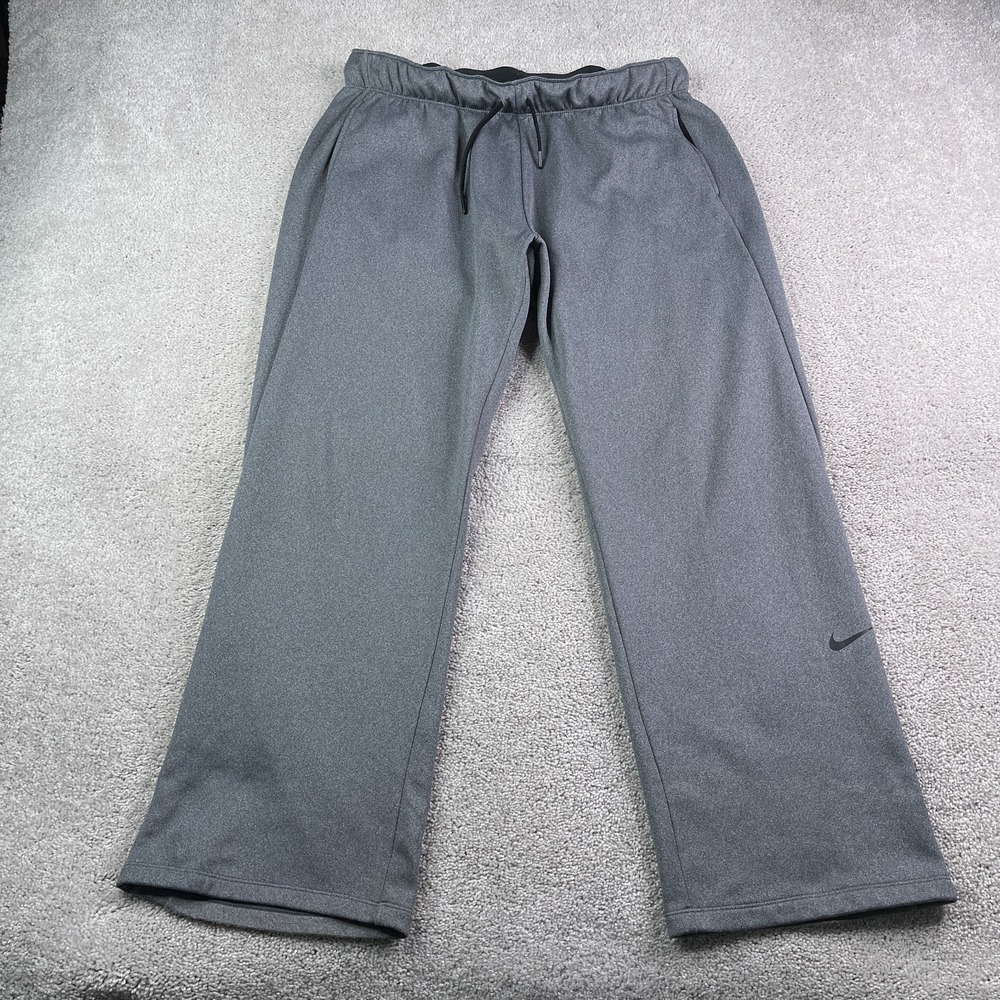 Nike Sweatpants Womens Large Grey Fleece Therma Fit Loose Fit Gym Training Pants
